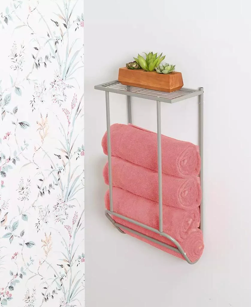 商品Honey Can Do|Steel Wall-Mounted Bathroom Towel Holder with Shelf,价格¥172,第3张图片详细描述