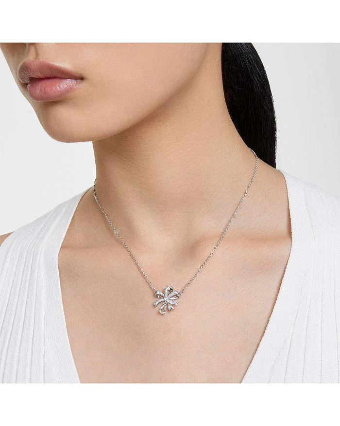 商品Swarovski|Volta Crystal Bow Pendant Necklace in Rhodium Plated, 15"-17",价格¥1116,第2张图片详细描述