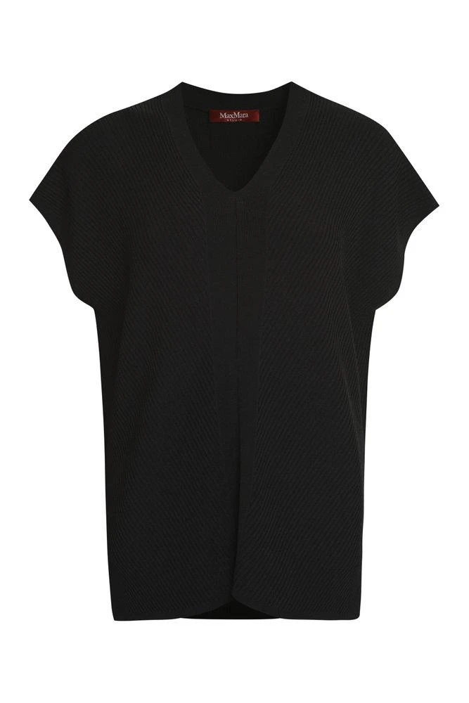 商品Max Mara|Max Mara Studio Egizio V-Neck Ribbed Knit Top,价格¥1218,第1张图片