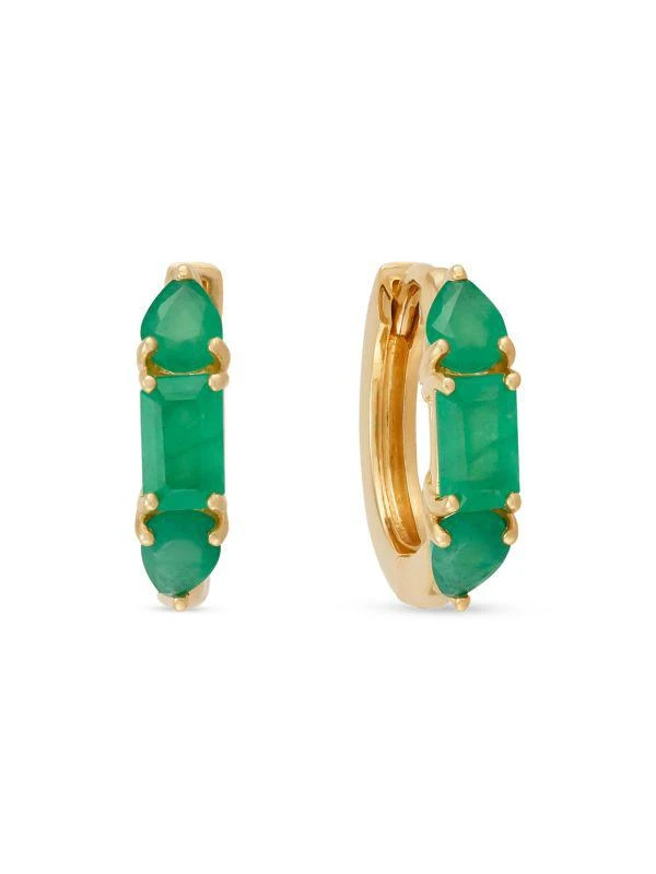 商品Saks Fifth Avenue|14K Yellow Gold & Emerald Huggie Earrings,价格¥6617,第1张图片