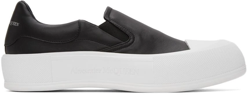 商品Alexander McQueen|Black & White Plimsoll Slip-On Sneakers,价格¥1377,第1张图片
