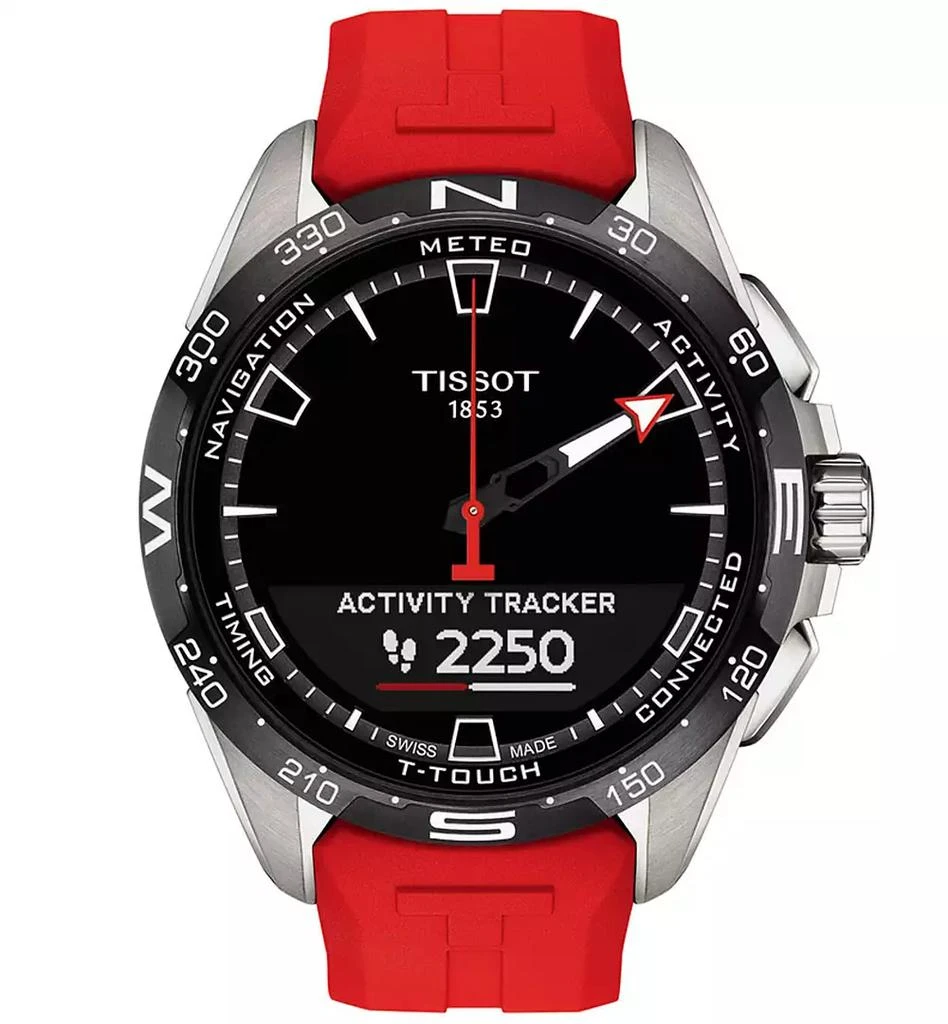 Men's Swiss T-Touch Connect Solar Red Rubber Strap Smart Watch 48mm 商品