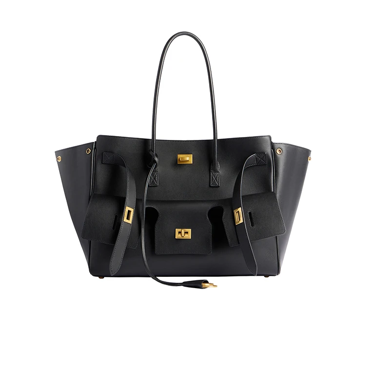 商品Balenciaga|巴黎世家 24新款女士中号黑色小牛皮手提包 8054812ABAV1000,价格¥34579,第1张图片