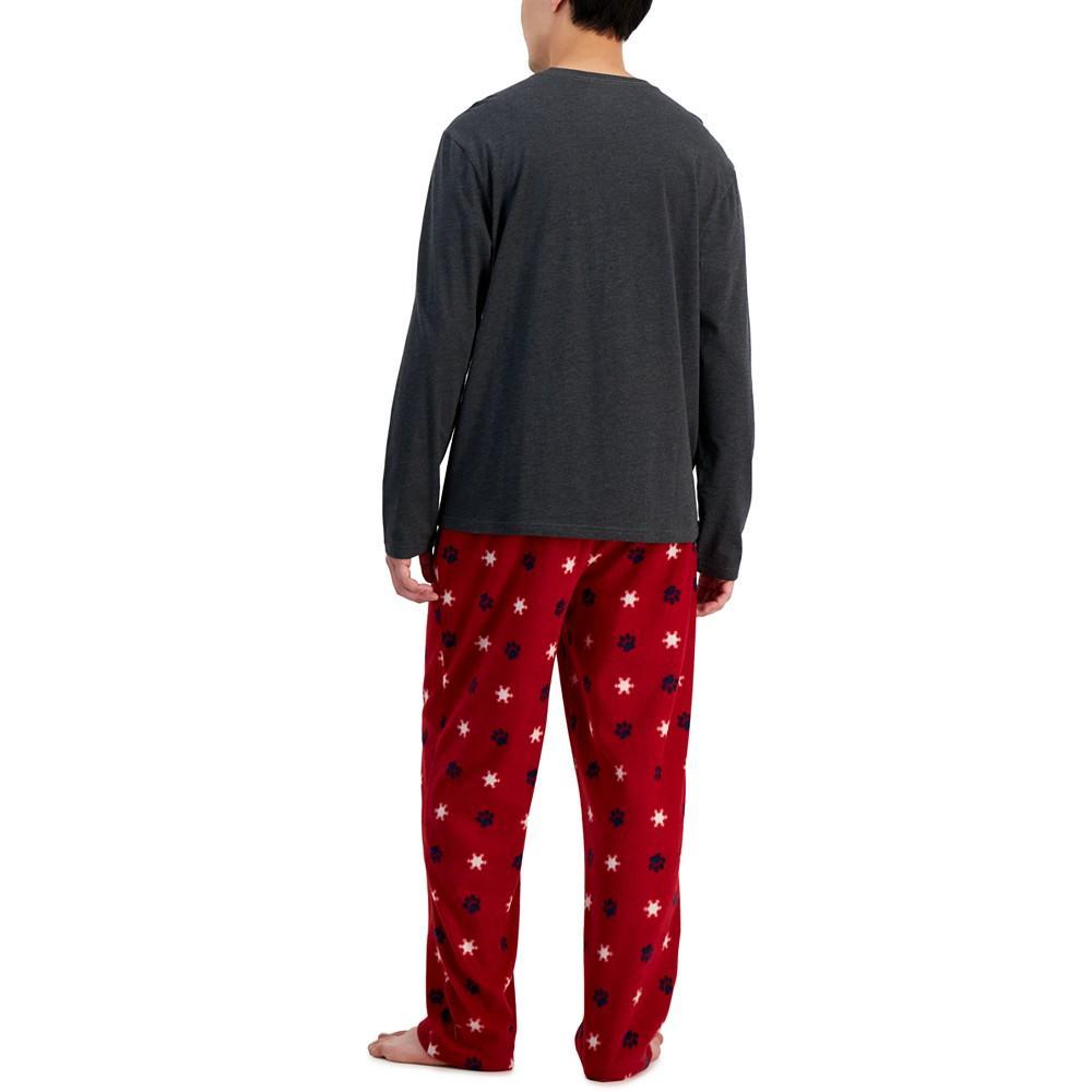 商品Club Room|Men's 2-Pc. Long-Sleeve T-Shirt & Buffalo Plaid Fleece Pajama Pants Set, Created for Macy's,价格¥147-¥183,第4张图片详细描述