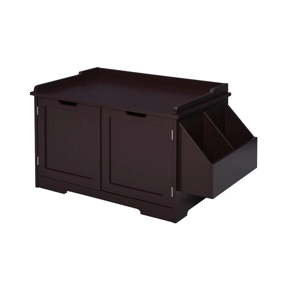 商品PawHut|Wood Kitty Washroom Home with Tabletop and Storage Rack,价格¥949,第3张图片详细描述