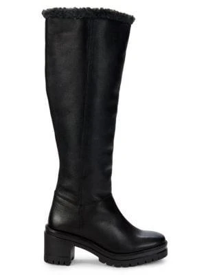 商品Charles David|Collateral Leather & Faux Fur-Lined Knee-High Boots,价格¥798,第1张图片
