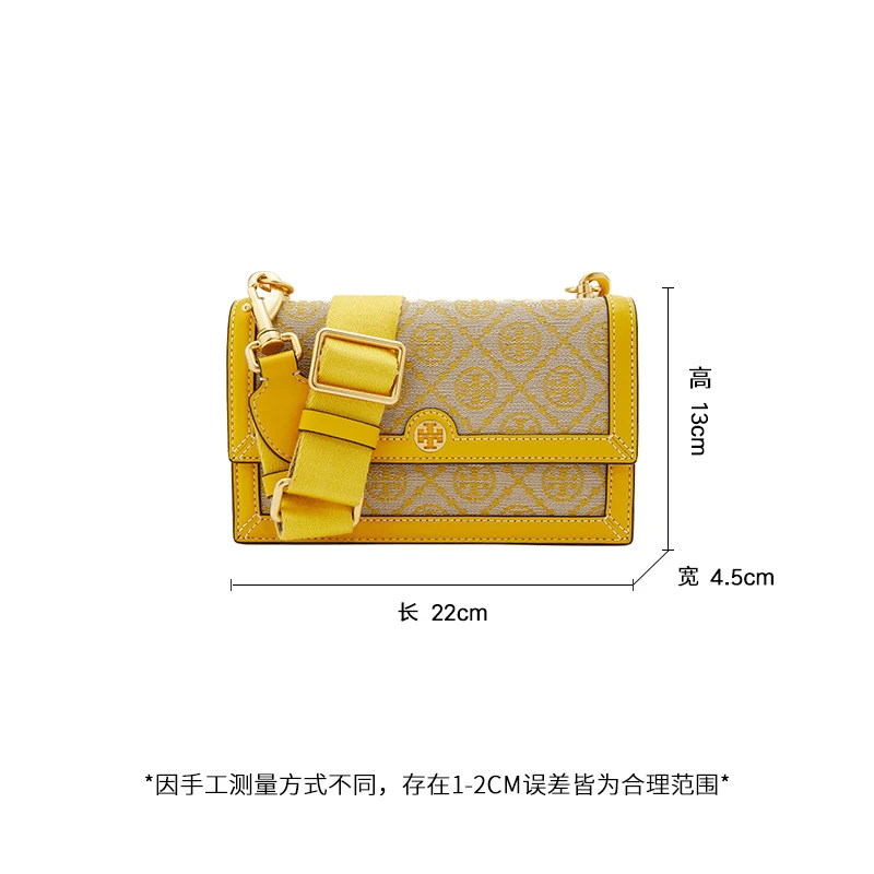 托里·伯奇TORY BURCH 奢侈品 TB 女士女士经典印花黄色帆布配皮单肩斜挎包风琴包 81000-703 商品