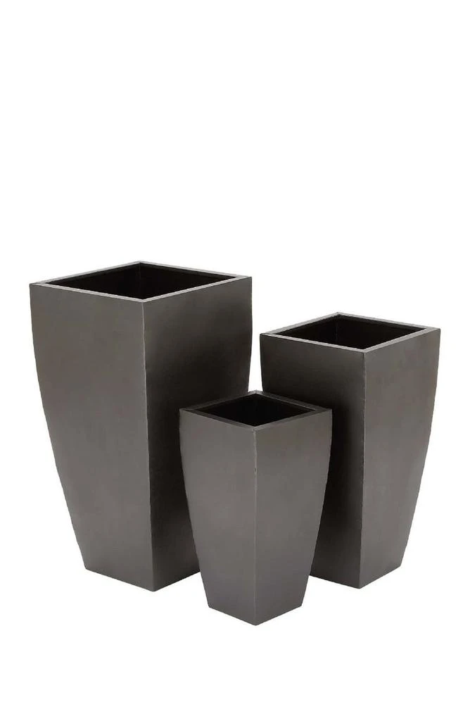 商品WILLOW ROW|Dark Gray Metal Contemporary Planter with Tapered Base and Polished Exterior - Set of 3,价格¥1849,第1张图片