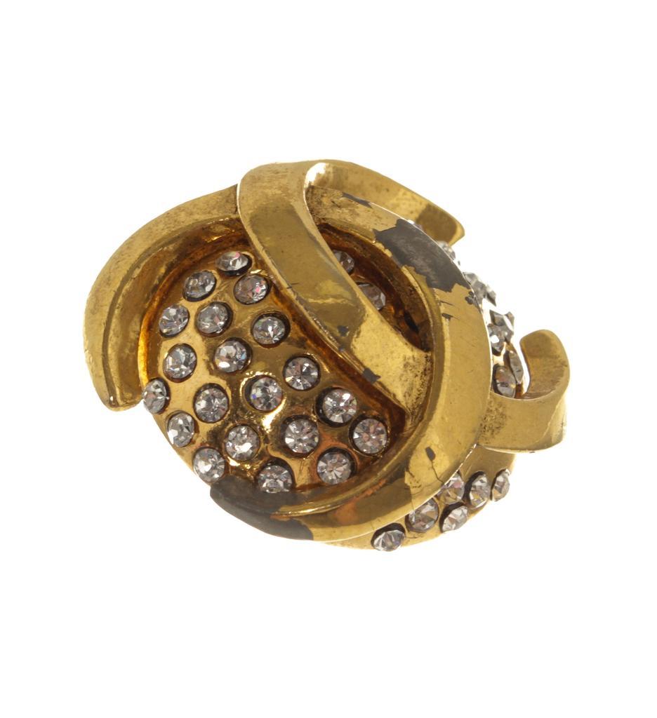 商品[二手商品] Chanel|Chanel Gold CC Rhinestone Clip On Earrings,价格¥7290,第7张图片详细描述