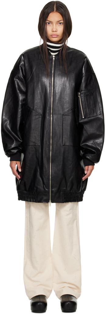 Black Jesse Faux-Leather Jacket商品第1张图片规格展示