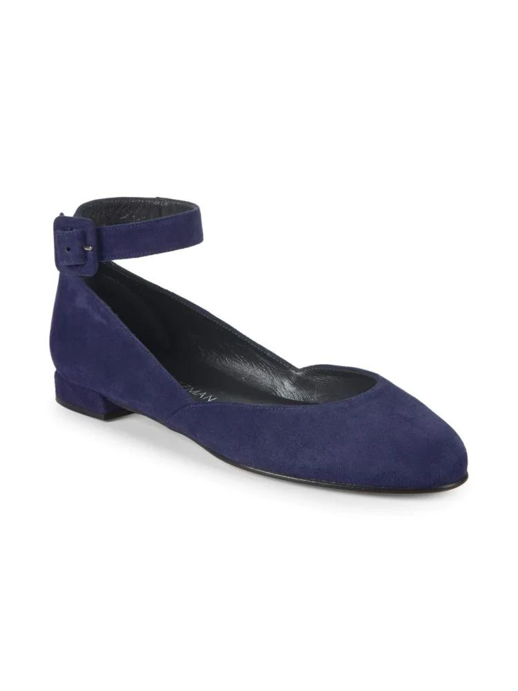 商品Stuart Weitzman|Domain Suede Ankle-Strap Flats,价格¥1262,第2张图片详细描述