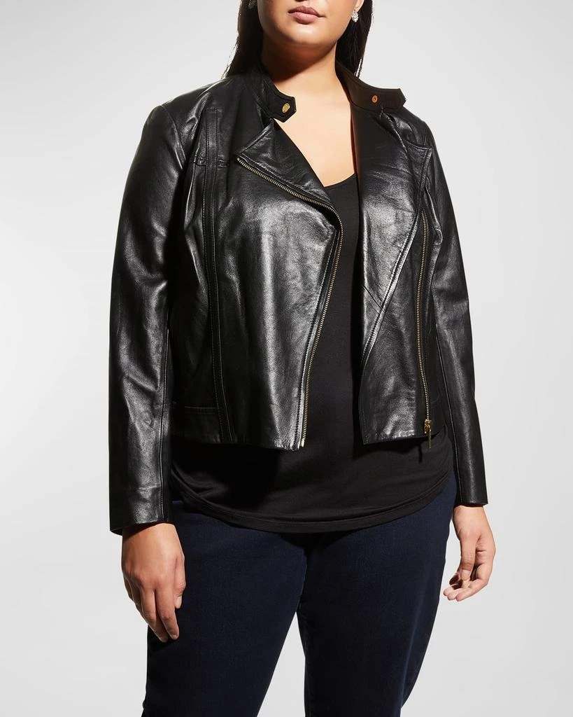 商品Michael Kors|Plus Size Leather Moto Jacket,价格¥1523,第1张图片