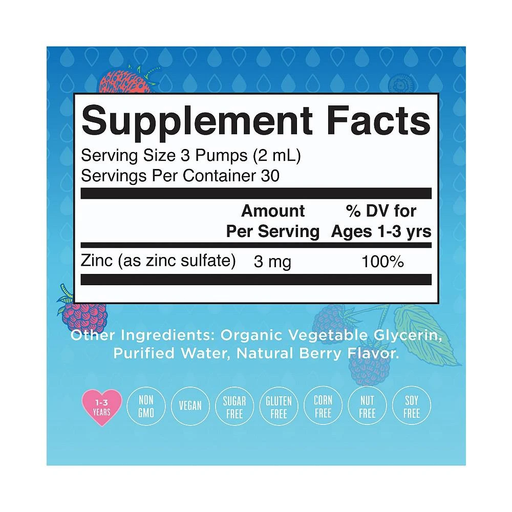商品MaryRuth Organics|Toddler Ionic Zinc Liquid Drops, Berry, 2 Fl Oz,价格¥156,第3张图片详细描述