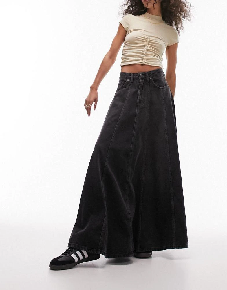 商品Topshop|Topshop denim circle skirt in washed black,价格¥459,第1张图片