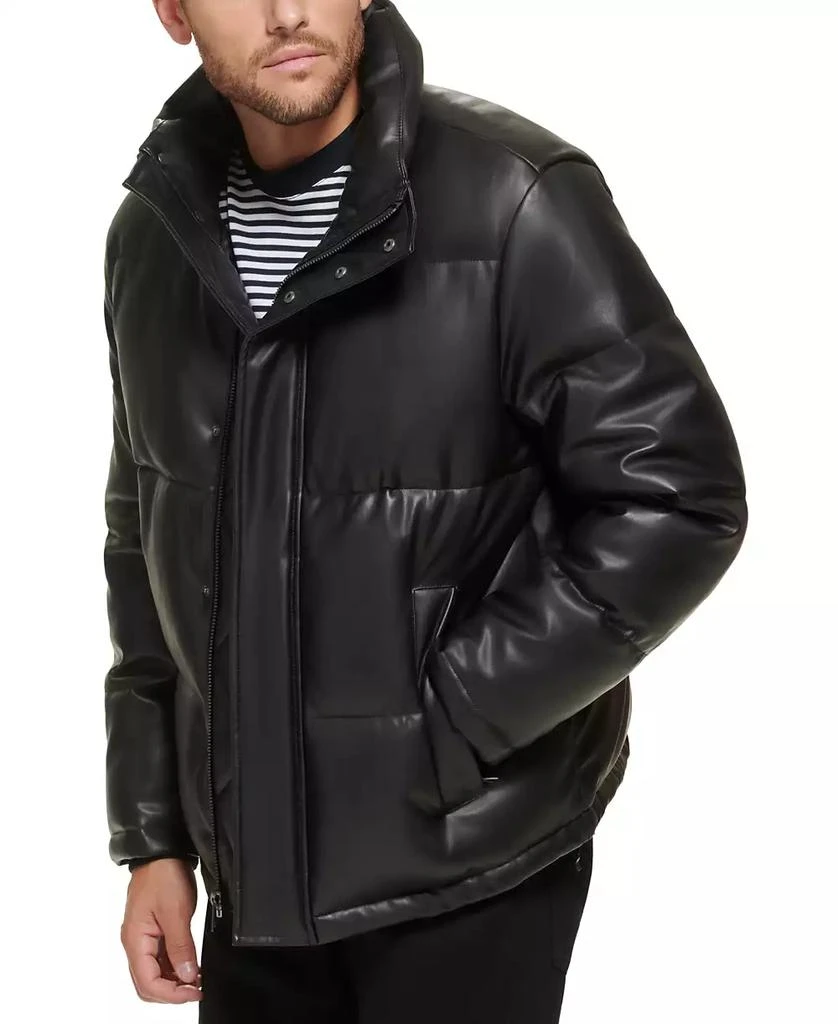 Men's Faux Leather Classic Puffer Jacket 商品