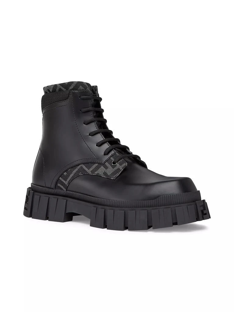 商品Fendi|Logo-Jacquard Leather Combat Boots,价格¥10869,第2张图片详细描述