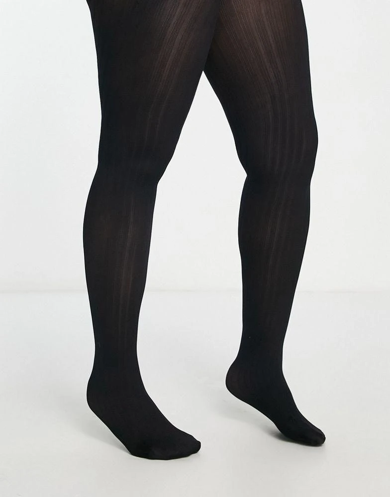 商品ASOS|ASOS DESIGN Curve ribbed tights in black,价格¥76,第4张图片详细描述