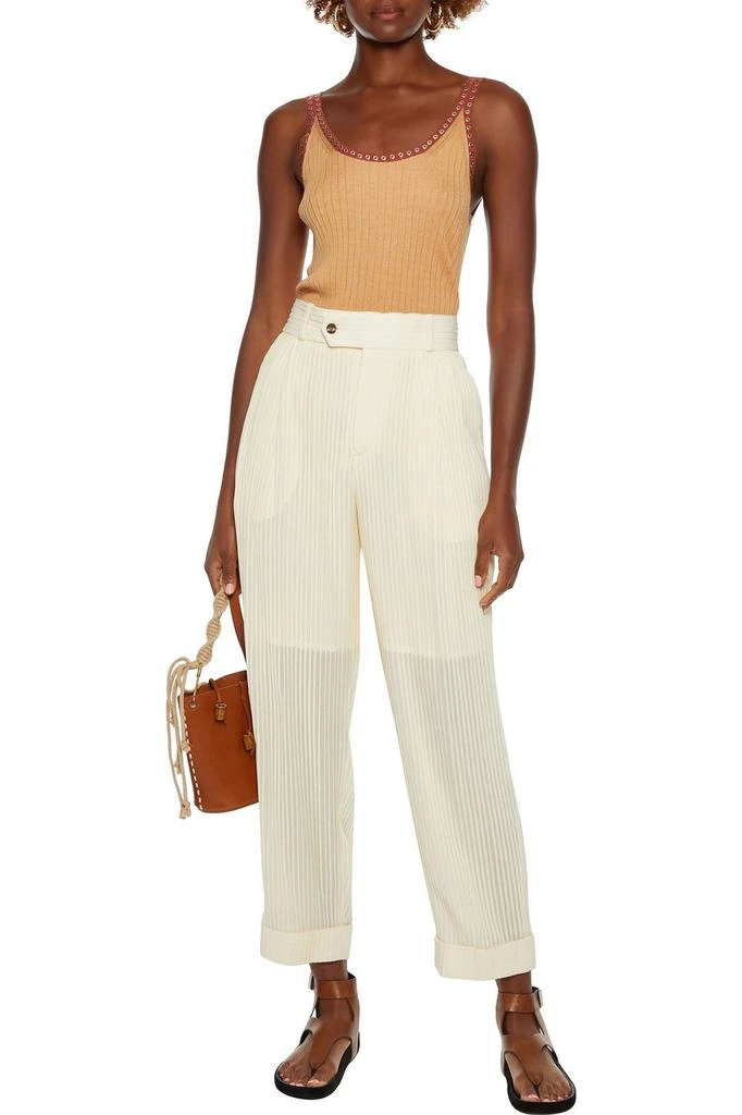 商品Chloé|Cropped pintucked silk-crepe straight-leg pants,价格¥3852,第4张图片详细描述