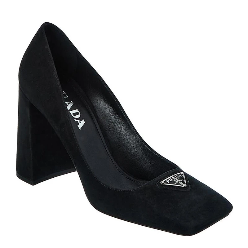 PRADA 女士黑色麂皮10cm高跟鞋 1I308M-008-F0002 商品