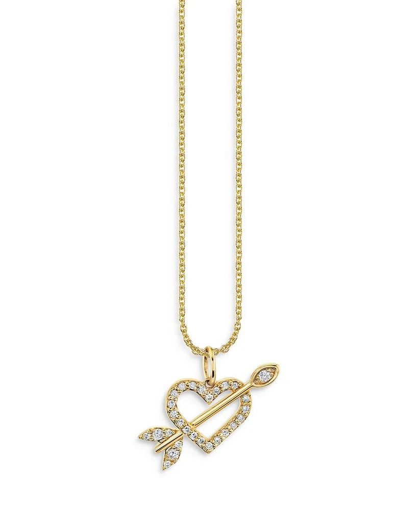 商品Sydney Evan|14K Yellow Gold Arrow Through the Heart Charm Necklace, 18",价格¥10097,第1张图片