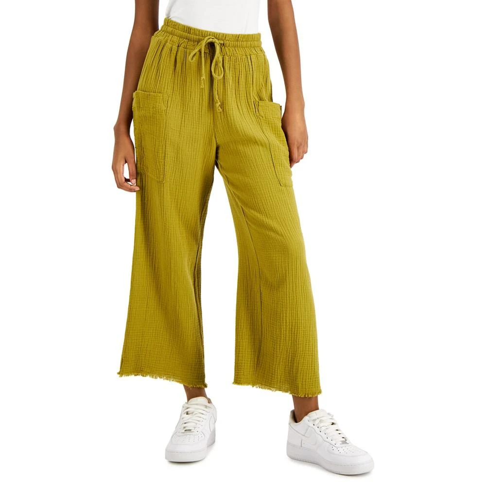 商品Indigo Rein|Juniors' Cotton Gauze Wide-Leg Crop Drawstring Pants,价格¥85,第1张图片