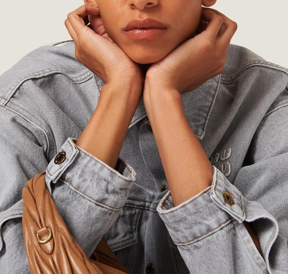 商品Miu Miu|MIU MIU WOMEN GREY DENIM BLOUSON JACKET,价格¥14494,第4张图片详细描述