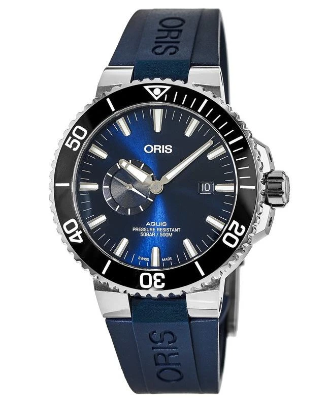 商品Oris|Oris Aquis Small Second, Date Blue Dial Rubber Strap Men's Watch 01 743 7733 4135-07 4 24 65EB,价格¥15375,第1张图片