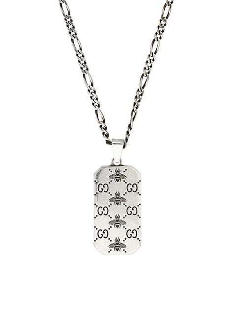 Sterling Silver Signature Bee Dog Tag Necklace商品第2张图片规格展示