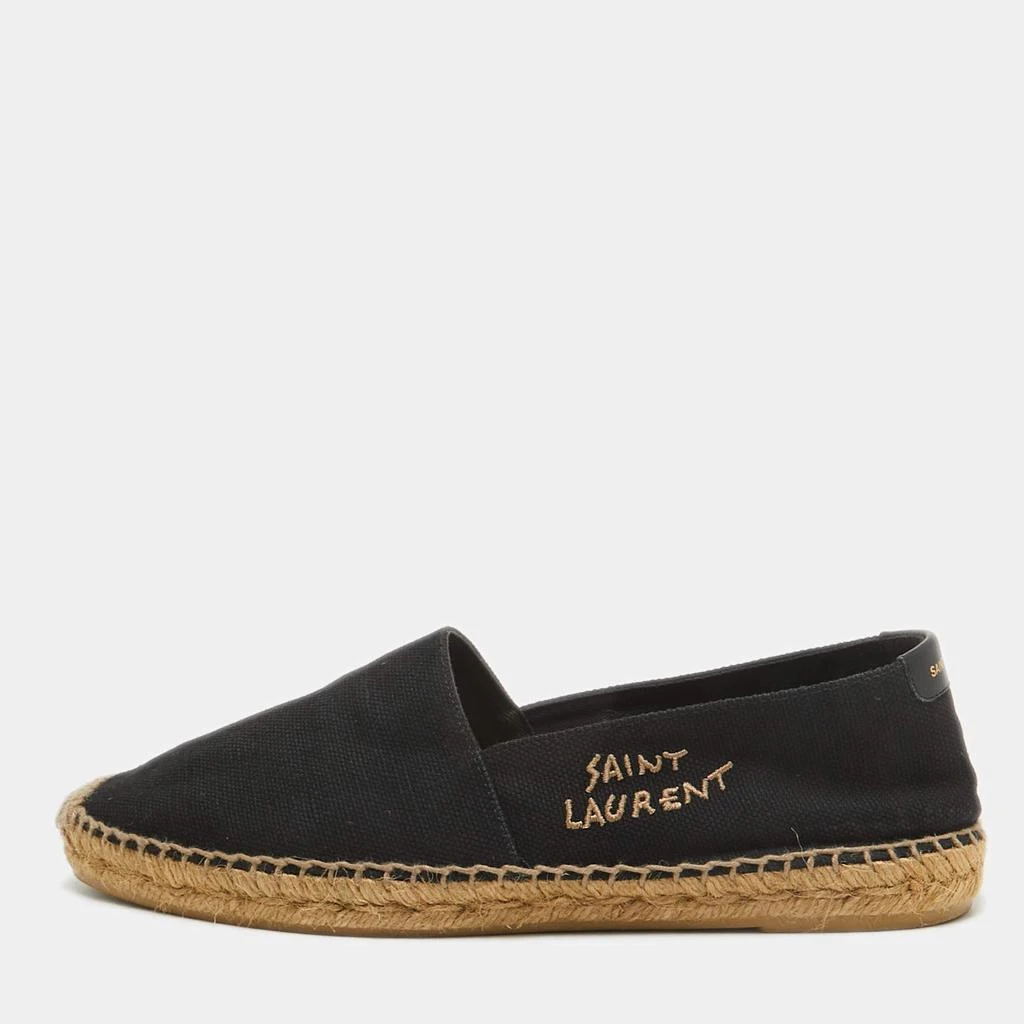 商品[二手商品] Yves Saint Laurent|Saint Laurent Black Canvas Logo Embroidered Espadrilles Size 41.5,价格¥2049,第1张图片