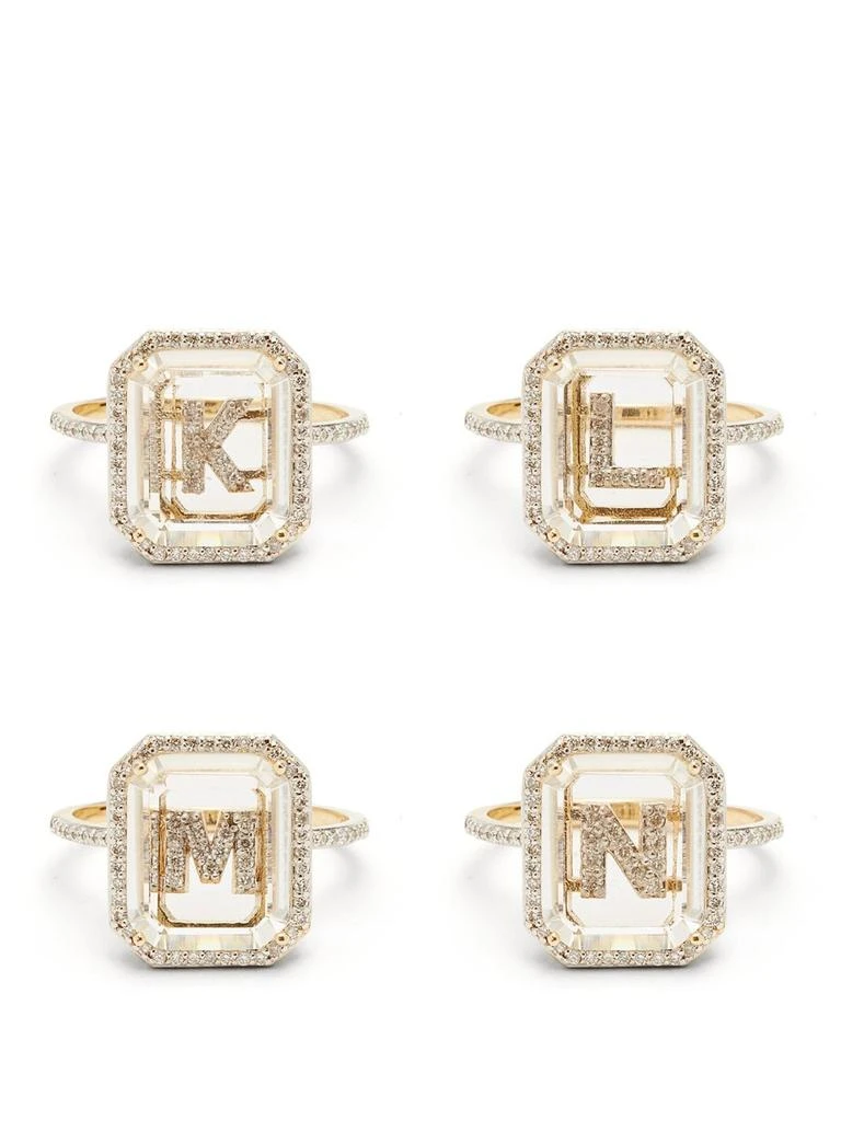 商品MATEO|Initials diamond, quartz & 14kt gold ring J-Q,价格¥10343,第5张图片详细描述