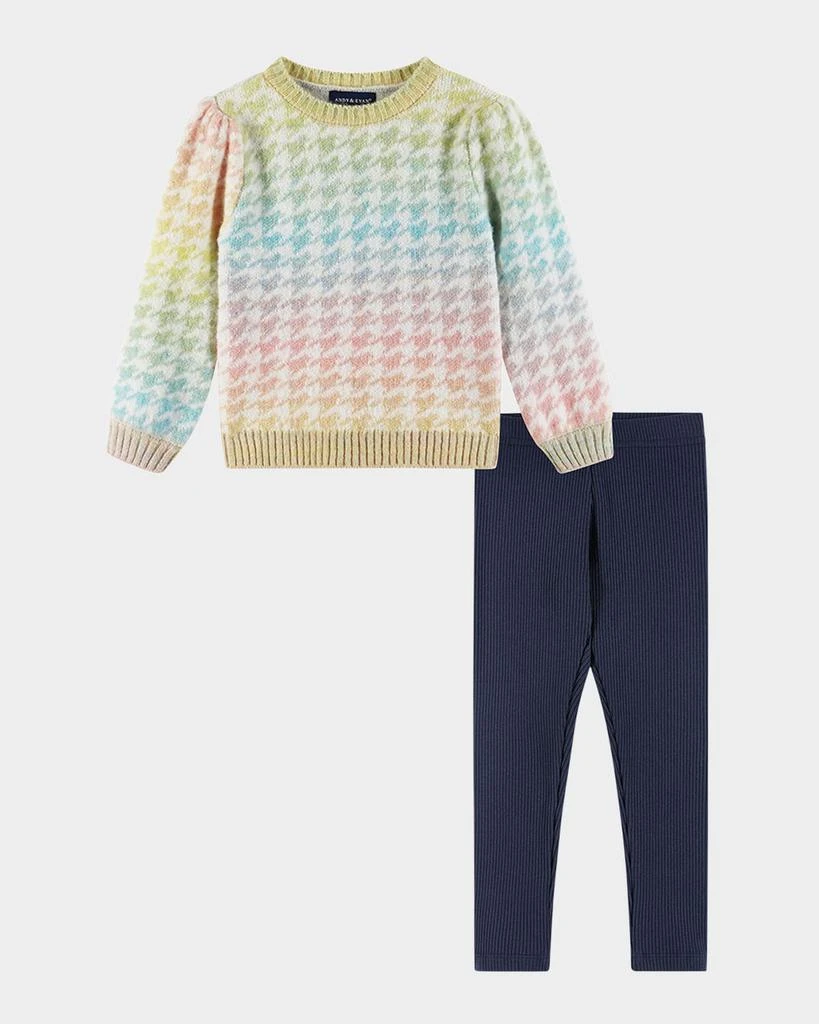 商品Andy & Evan|Ombre Rainbow Houndstooth Sweater & Legging Set, Size 2T-6X,价格¥485,第1张图片