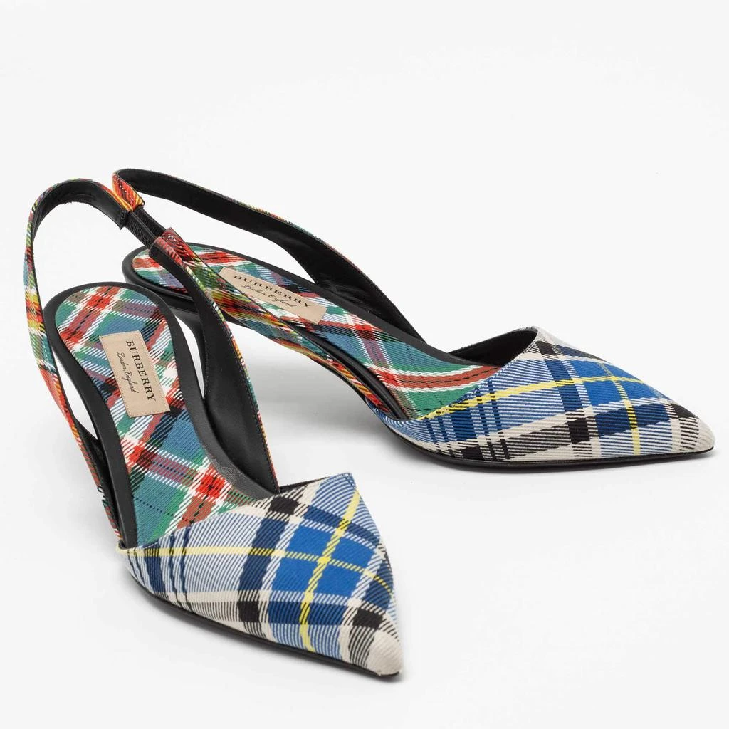 商品Burberry|Burberry Multicolor Canvas Slingback Pumps Size 40,价格¥2664,第4张图片详细描述