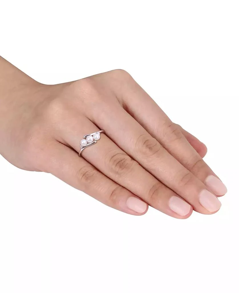 商品Macy's|Cultured Freshwater Pearl (3-1/2-4mm) & Diamond Accent Bypass Ring in Sterling Silver,价格¥1303,第2张图片详细描述