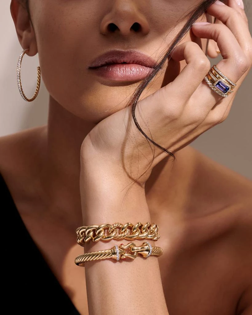 商品David Yurman|Stax Fine Cable 18k Ring w/ Diamonds & Tanzanite, Size 6,价格¥65374,第2张图片详细描述