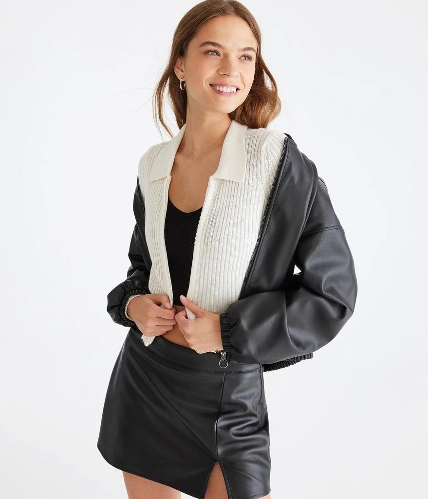 商品Aeropostale|Aeropostale Long Sleeve Cropped Zip Polo Cardigan,价格¥207,第4张图片详细描述