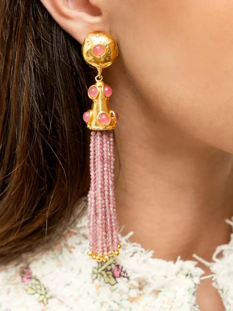 商品Sylvia Toledano|Gio 22K-Gold-Plated &amp; Pink Jade Clip-On Tassel Earrings,价格¥3635,第2张图片详细描述