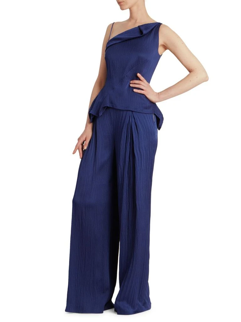 Fira Hammered Satin Asymmetrical Peplum Top 商品