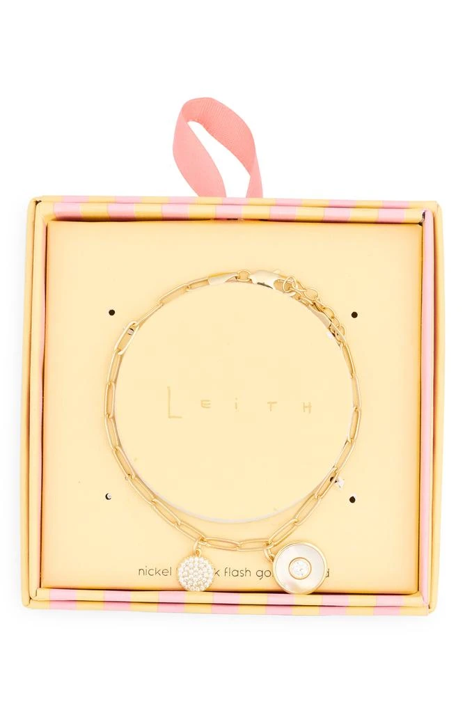 商品Leith|Cancer Mother-of-Pearl & Crystal Charm Paper Clip Chain Bracelet,价格¥131,第2张图片详细描述