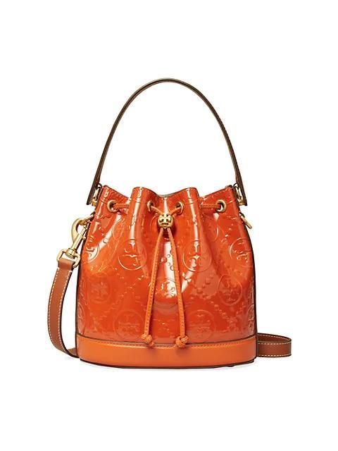 商品Tory Burch|T Monogram Embossed Patent Leather Bucket Bag,价格¥4248,第1张图片