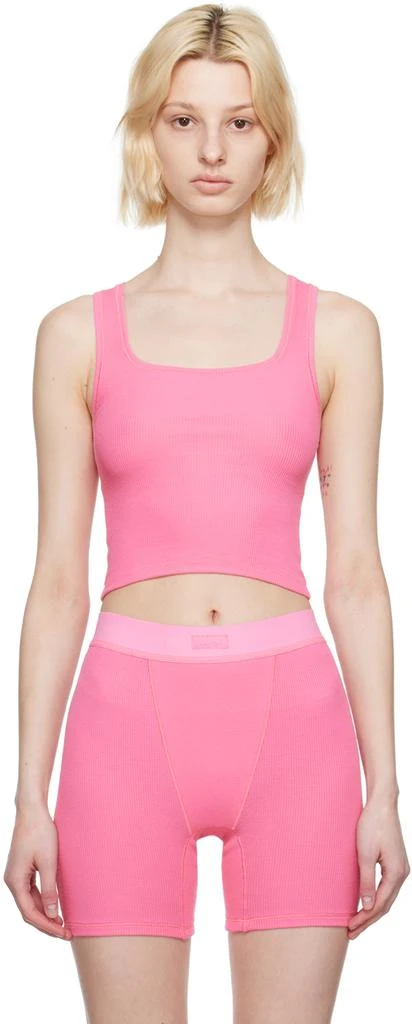商品SKIMS|Pink Cotton Rib Crop Tank Top,价格¥271,第1张图片