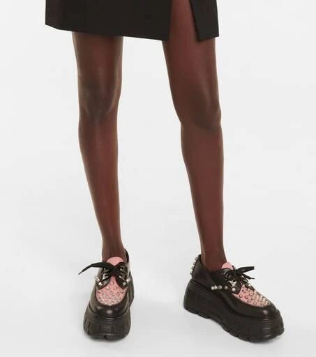 商品Miu Miu|缀饰皮革厚底德比鞋,价格¥12627,第4张图片详细描述