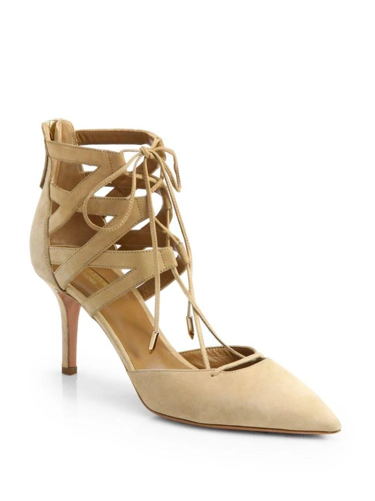 商品Aquazzura|Belgravia 麂皮绑带高跟鞋,价格¥2173,第1张图片