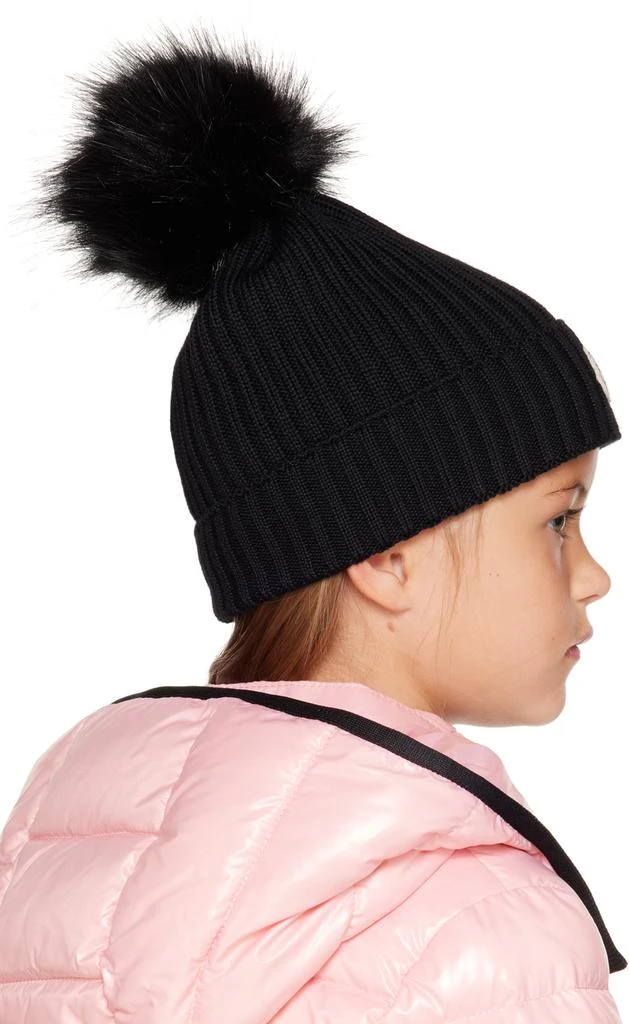 商品Moncler|Kids Black Pom Pom Beanie,价格¥1823,第3张图片详细描述