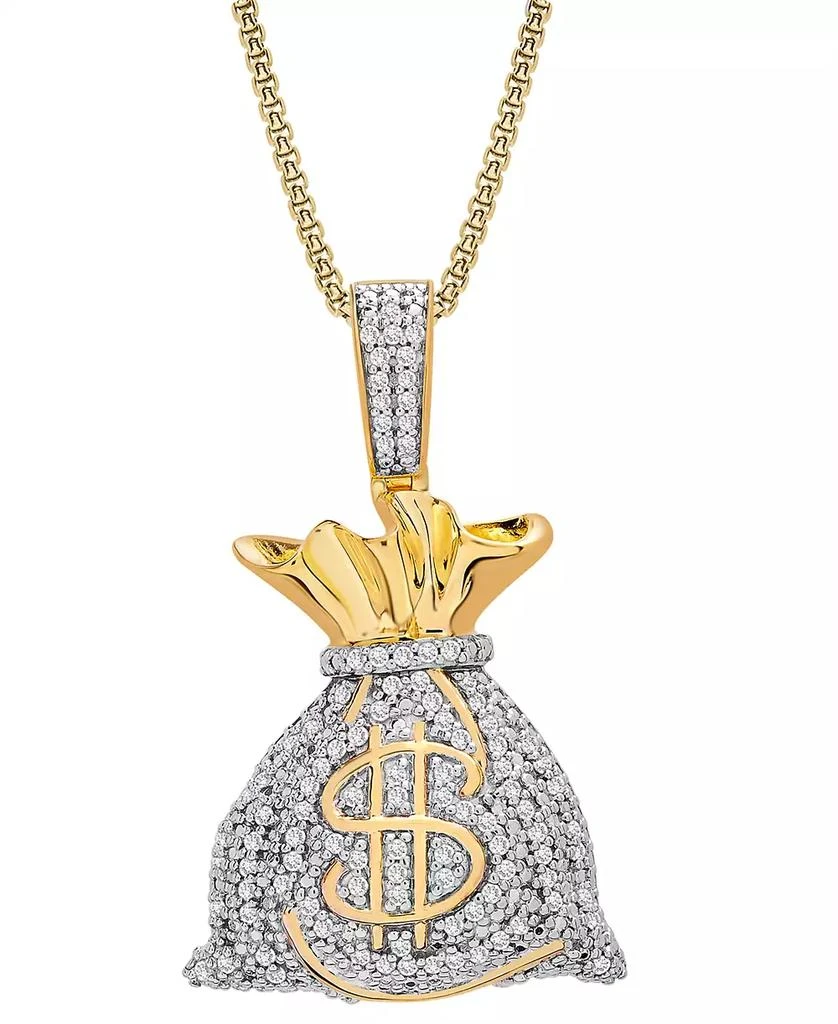 商品Macy's|Men's Diamond MoneyBag 22" Pendant Necklace (1/2 ct. t.w.) in 14k Gold-Plated Sterling Silver,价格¥2842,第1张图片