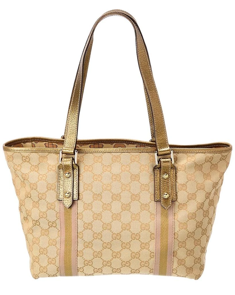 商品[二手商品] Gucci|Gucci Beige GG Canvas Abbey Charm Tote (Authentic Pre-Owned),价格¥6373,第2张图片详细描述