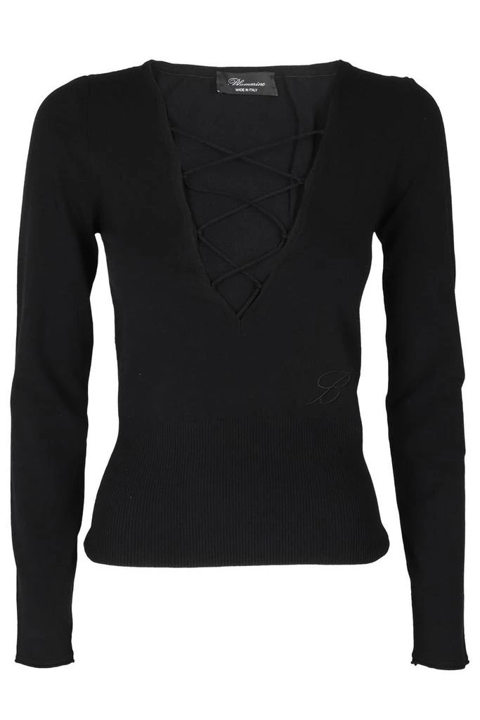 商品BLUMARINE|Blumarine Interwoven Laces V-Neck Sweater,价格¥2092,第1张图片