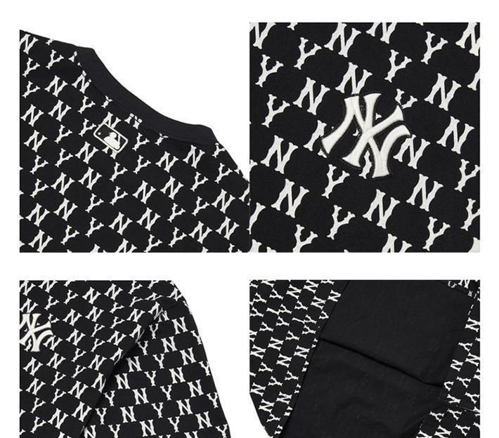 商品MLB|MLB 纽约洋基队 字母满印圆领短袖T恤 男女同款 黑色,价格¥718,第5张图片详细描述