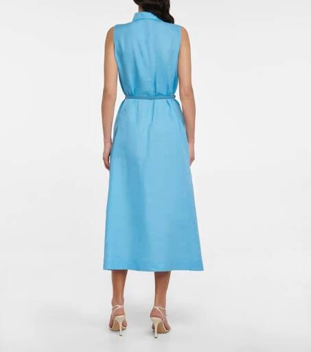 商品Loro Piana|配腰带亚麻衬衫式连衣裙,价格¥17382,第3张图片详细描述
