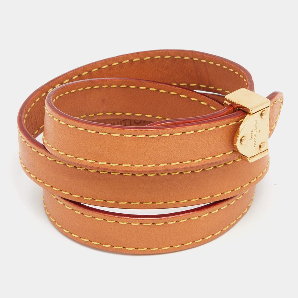 Louis Vuitton Tan Brown Leather Box It Triple Tour Bracelet 17商品第2张图片规格展示