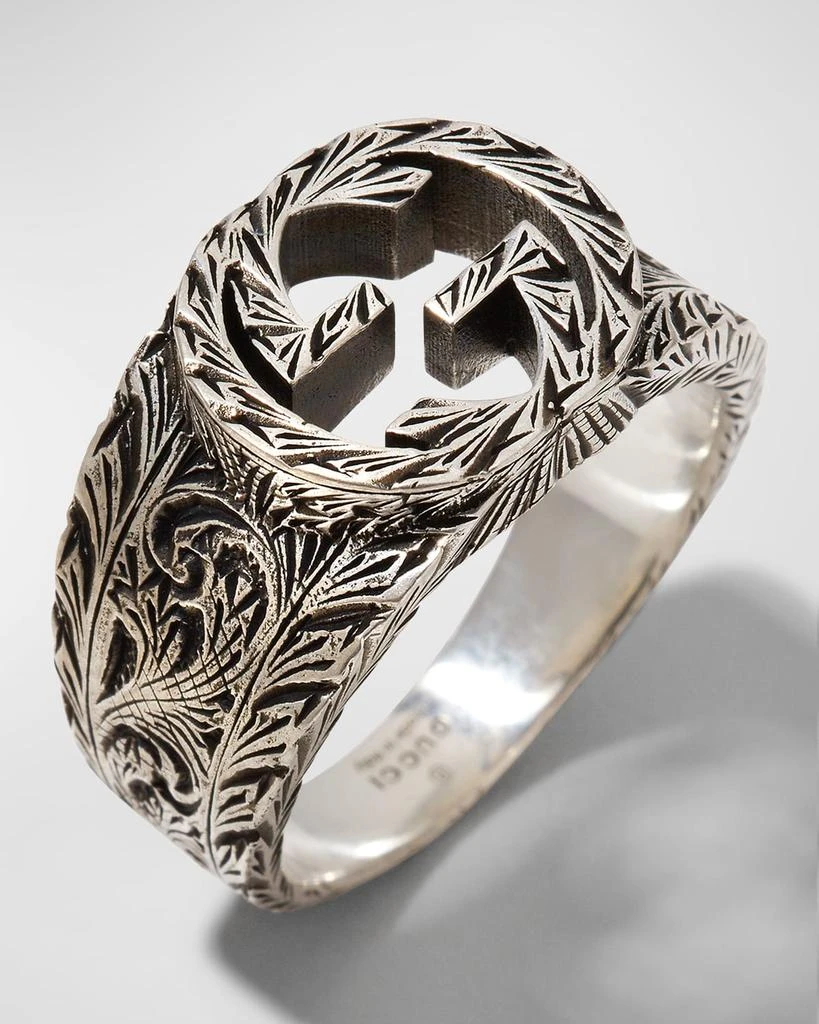 商品Gucci|Men's Interlocking GG Sterling Silver Paisley Ring, Size 11.5,价格¥3209,第3张图片详细描述